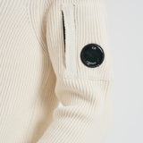 Maglione uomo girocollo a coste lunghe bianco MKN015A 00668A103 CP COMPANY 