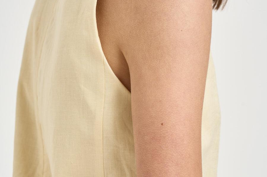 Abito donna corto smanicato giallo pastello S6SN18 A41 SEMICOUTURE 