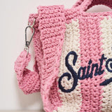 Borsa donna crochet a righe rosa CROCHETBAGMINI 01527H MC2 SAINT BARTH 