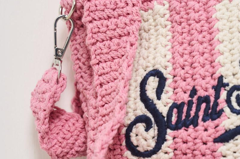 Borsa donna crochet a righe rosa CROCHETBAGMINI 01527H MC2 SAINT BARTH 