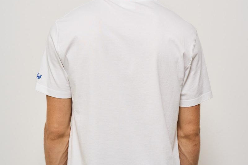 T-shirt uomo girocollo bianca con stampa SAVEFORCAR 01NEB MC2 SAINT BARTH 