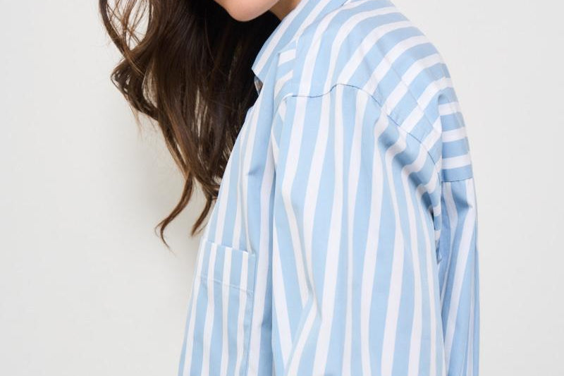 Camicia donna gessata celeste DALIA 85229001 XACUS 