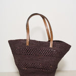 Borsa donna a spalla in rafia cioccolato V7.4CK CHOCOLATE MANEBI' 