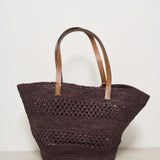 Borsa donna a spalla in rafia cioccolato V7.4CK CHOCOLATE MANEBI' 