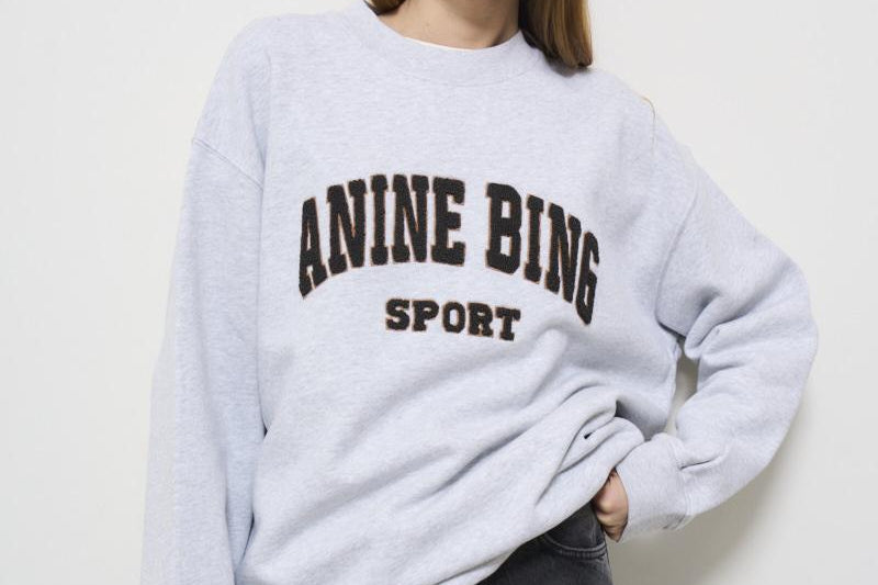 Felpa donna grigia con logo nero 5205 GREY ANINE BING 
