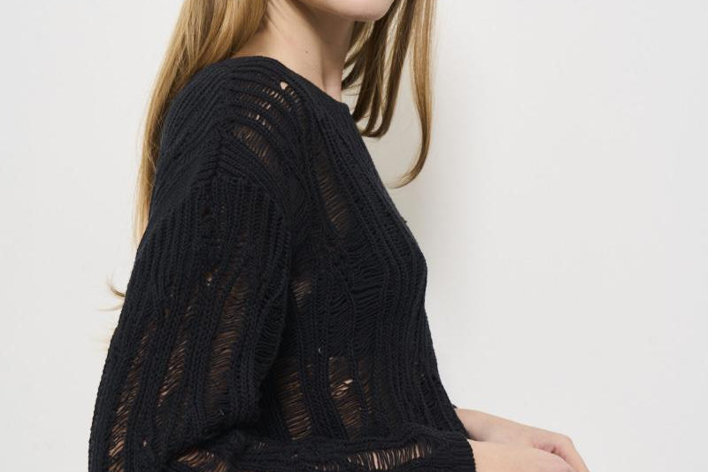 Maglia donna traforata Liya nera LIYA BLACK IRO 