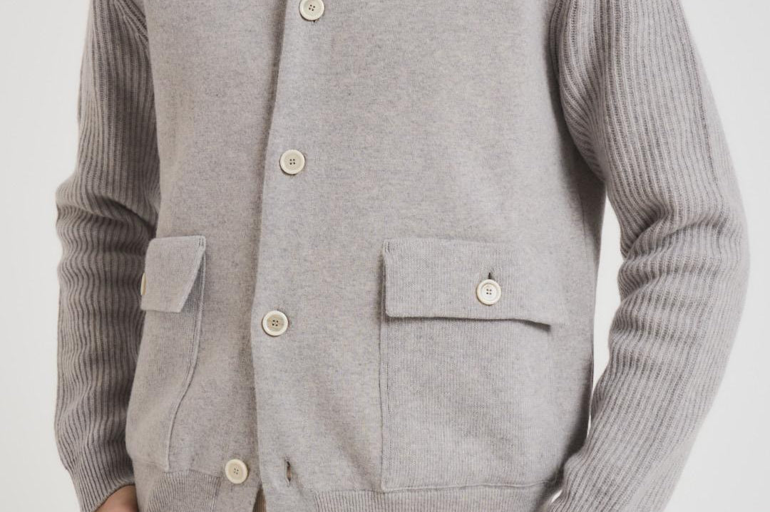 Giacca uomo in maglia grigio chiaro AALKTJT1 AA65015915BC LARDINI 