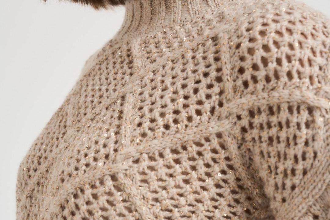 Maglia donna a rombi beige ELLADE 001 MAX MARA STUDIO 