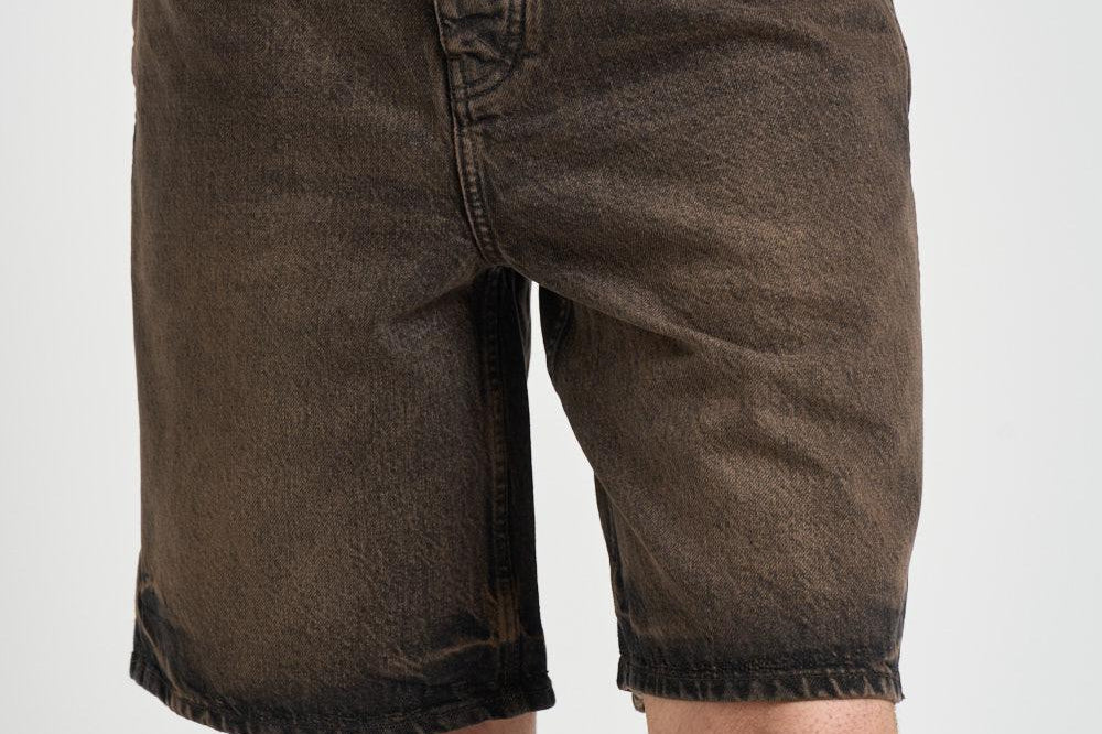 Bermuda uomo in denim vissuto marrone 100501 16BARK REPRESENT 