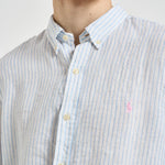 Camicia uomo in lino gessato bianca 710B15647 002 RALPH LAUREN 