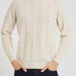 Maglia uomo girocollo a treccia panna 25FCCM010439 101 ACCADEMIE TESSILI 