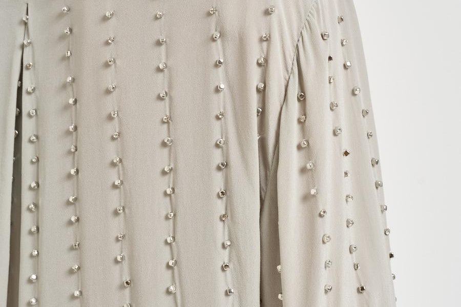 Camicia donna con strass grigia 106238A31F CAITLINI18 PINKO 