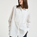 Camicia donna con pieghe bianca GWP02599 P00232310359 GOLDEN GOOSE 