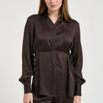 Camicia donna satinata marrone Y6SM13 V22 SEMICOUTURE 