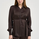 Camicia donna satinata marrone Y6SM13 V22 SEMICOUTURE 
