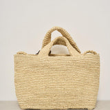 Borsa donna a mano in rafia beige V8.8DV NATURAL MANEBI' 