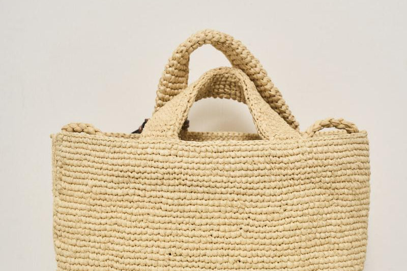 Borsa donna a mano in rafia beige V8.8DV NATURAL MANEBI' 