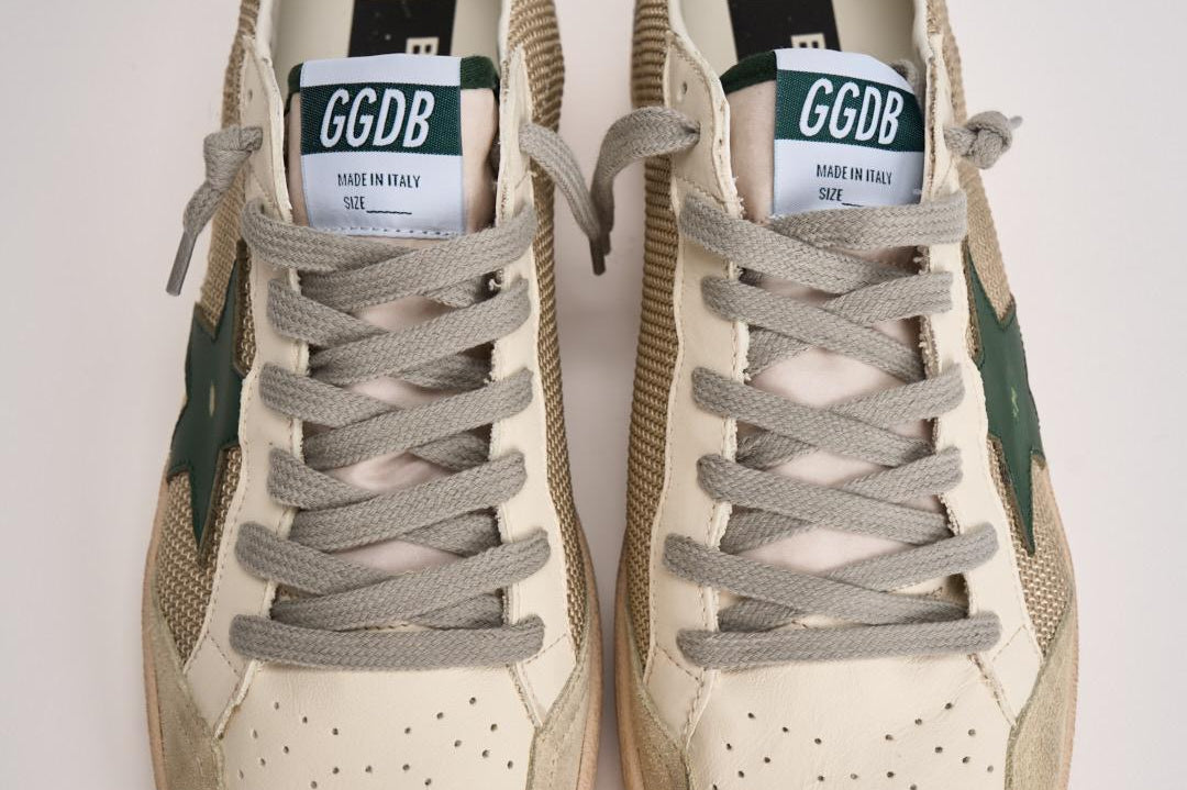 Sneakers uomo Ball Star beige e verde GMF00117 F00816183257 GOLDEN GOOSE 