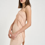Abito donna lungo cipria macramè e frange TM190163A PEACH THE ANDAMANE 