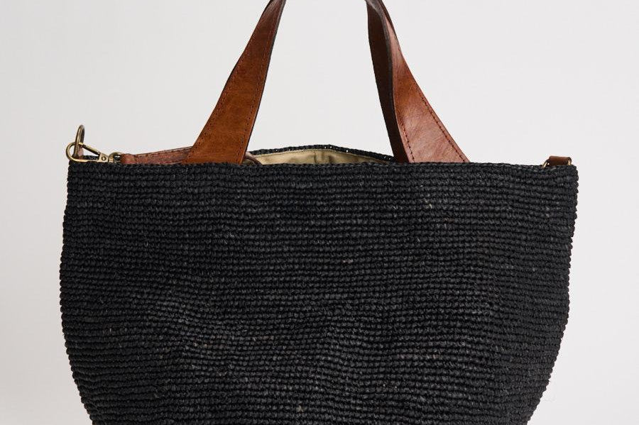 Borsa donna Mirozy in rafia nera MIROZY BLACK IBELIV 