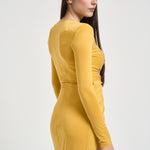 Abito donna drappeggiato giallo ABR29 EV4 ELISABETTA FRANCHI 