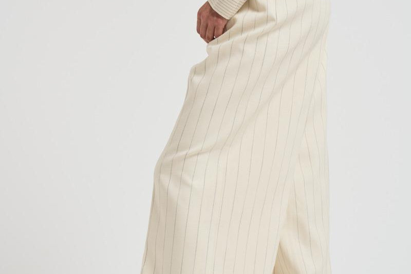 Pantalone donna Lou a palazzo gessato panna 10863 MTL66 ANINE BING 