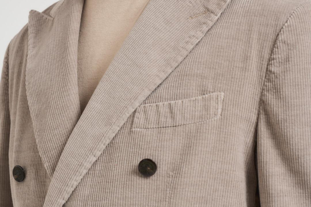 Giacca uomo doppiopetto in velluto grigio chiaro GL7251TL 387858P SANTANIELLO 