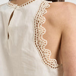 Top donna avorio con ricami 14600 0038 FORTE FORTE 