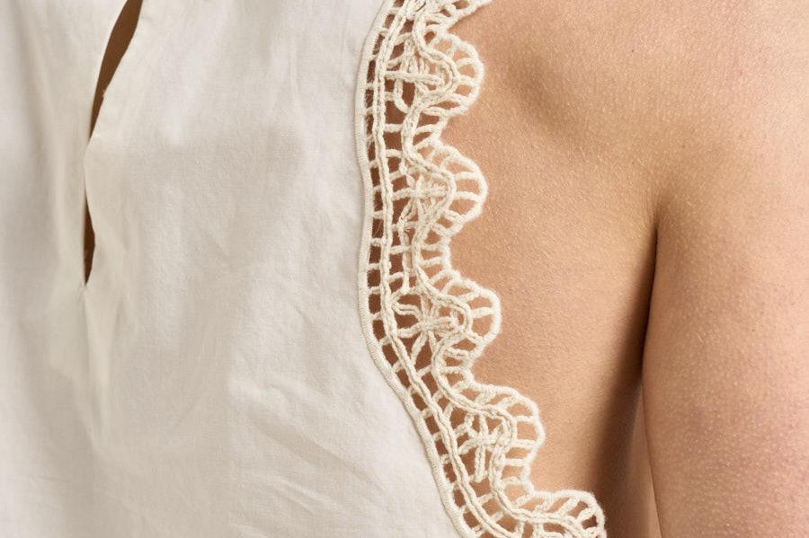 Top donna avorio con ricami 14600 0038 FORTE FORTE 