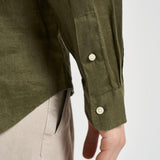 Camicia uomo in lino verde militare 710968915 006 RALPH LAUREN 