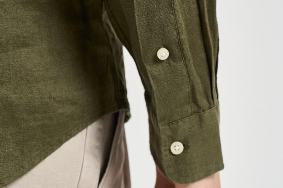 Camicia uomo in lino verde militare 710968915 006 RALPH LAUREN 