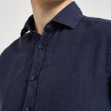 Camicia uomo in lino blu J66TNP UE7 ACCADEMIE TESSILI 