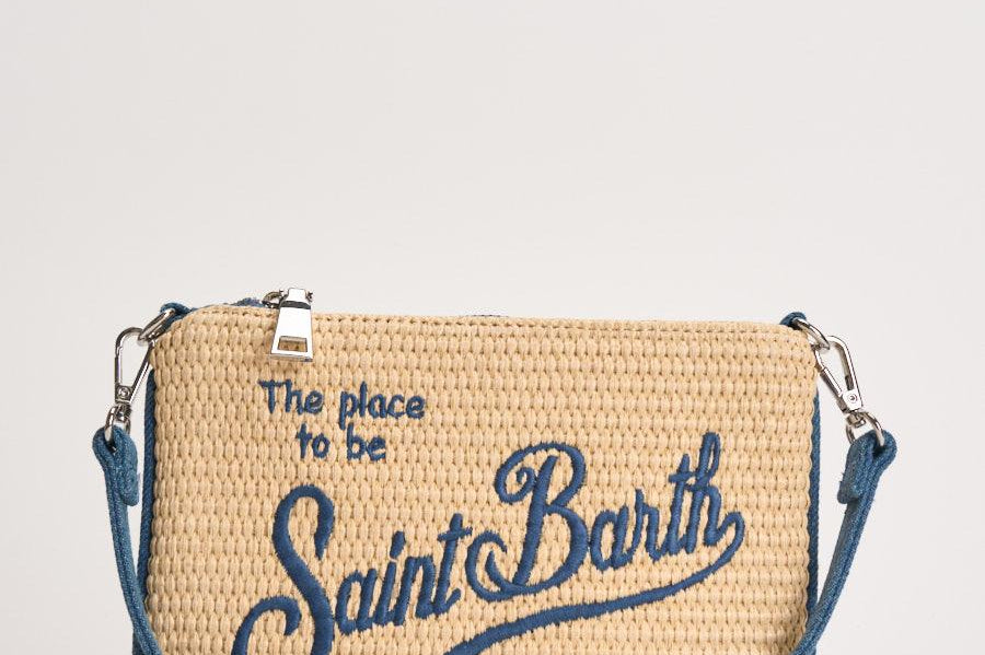Pochette donna Parisienne Mini beige e blu PARISIENNEMINISTRAW 02778L MC2 SAINT BARTH 