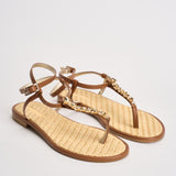 Sandalo donna infradito gioiello marrone K08F CUOIO EMANUELA CARUSO CAPRI 