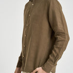 Camicia uomo in lino tortora J66TNP UQ2 ACCADEMIE TESSILI 