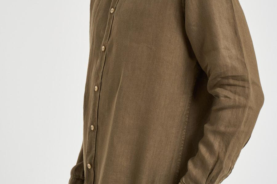 Camicia uomo in lino tortora J66TNP UQ2 ACCADEMIE TESSILI 