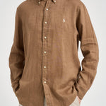 Camicia uomo in lino marrone 710966294 505 RALPH LAUREN 