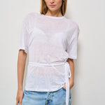 T-shirt donna girocollo lino bianca S5SJ13 A01 SEMICOUTURE 
