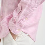 Camicia uomo in lino a righe rosa 710B15594 008 RALPH LAUREN 