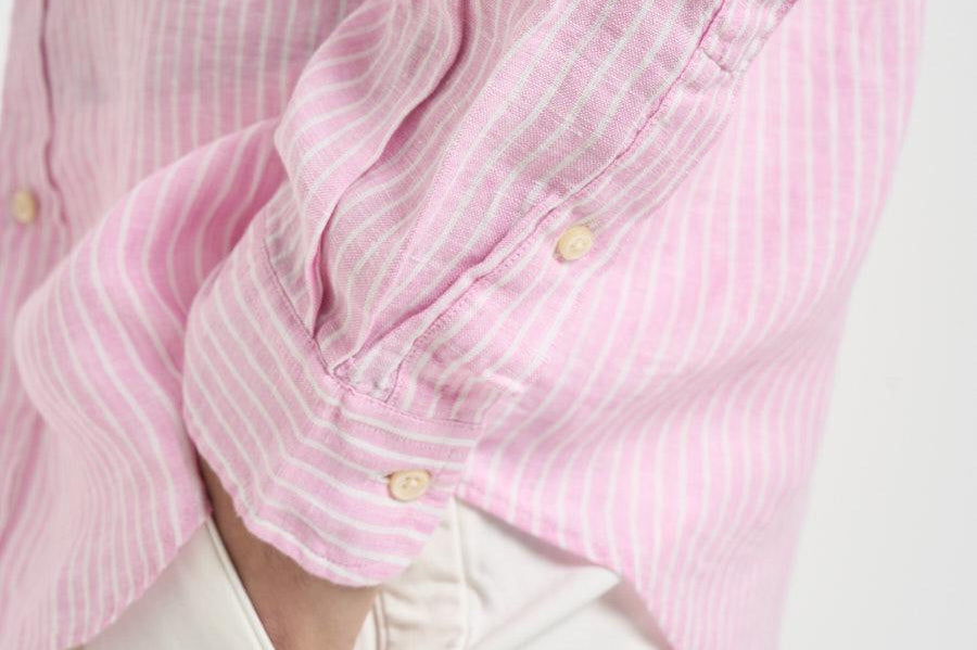 Camicia uomo in lino a righe rosa 710B15594 008 RALPH LAUREN 