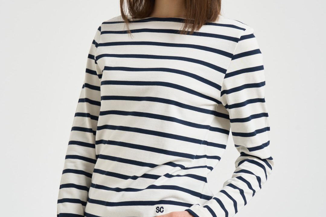 T-shirt donna Carmelita a righe blu Y6SJ08 RG109 SEMICOUTURE 