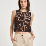 Top donna in crochet marrone 106438A354 ERUZIONEM05 PINKO 