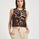 Top donna in crochet marrone 106438A354 ERUZIONEM05 PINKO 