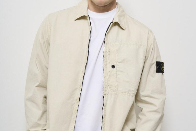 Camicia uomo panna con zip 1200032 S00WNV0195 STONE ISLAND 
