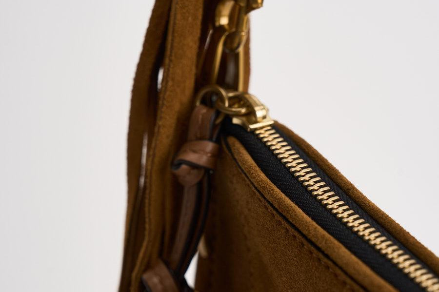 Borsa Oskan Soft Zip Franges in suede cammello BF0066FG D2C17MCOGNAC ISABEL MARANT 