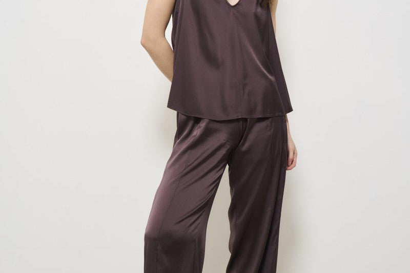 Top donna in raso melanzana 13582 LAVA8014 FORTE FORTE 