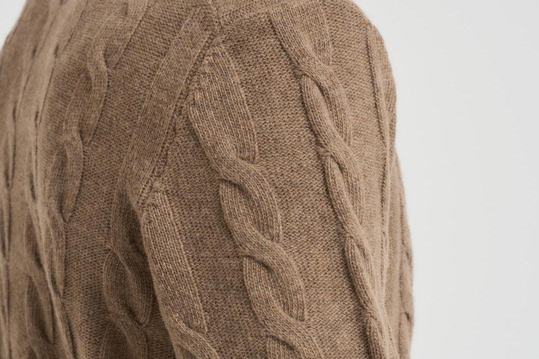 Maglia uomo girocollo a treccia tortora 25FCCM010439 114 ACCADEMIE TESSILI 