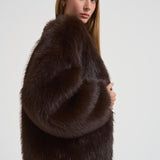 Eco Pelliccia donna over marrone scuro 9029 DARKCOFFEE SWORD 6.6.44 