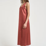 Abito donna midi rosso mattone A02056 06638124 PESERICO 