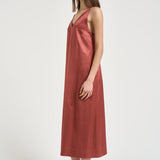 Abito donna midi rosso mattone A02056 06638124 PESERICO 